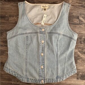 Madewell Light Blue Denim Button-Up Women's Vest
